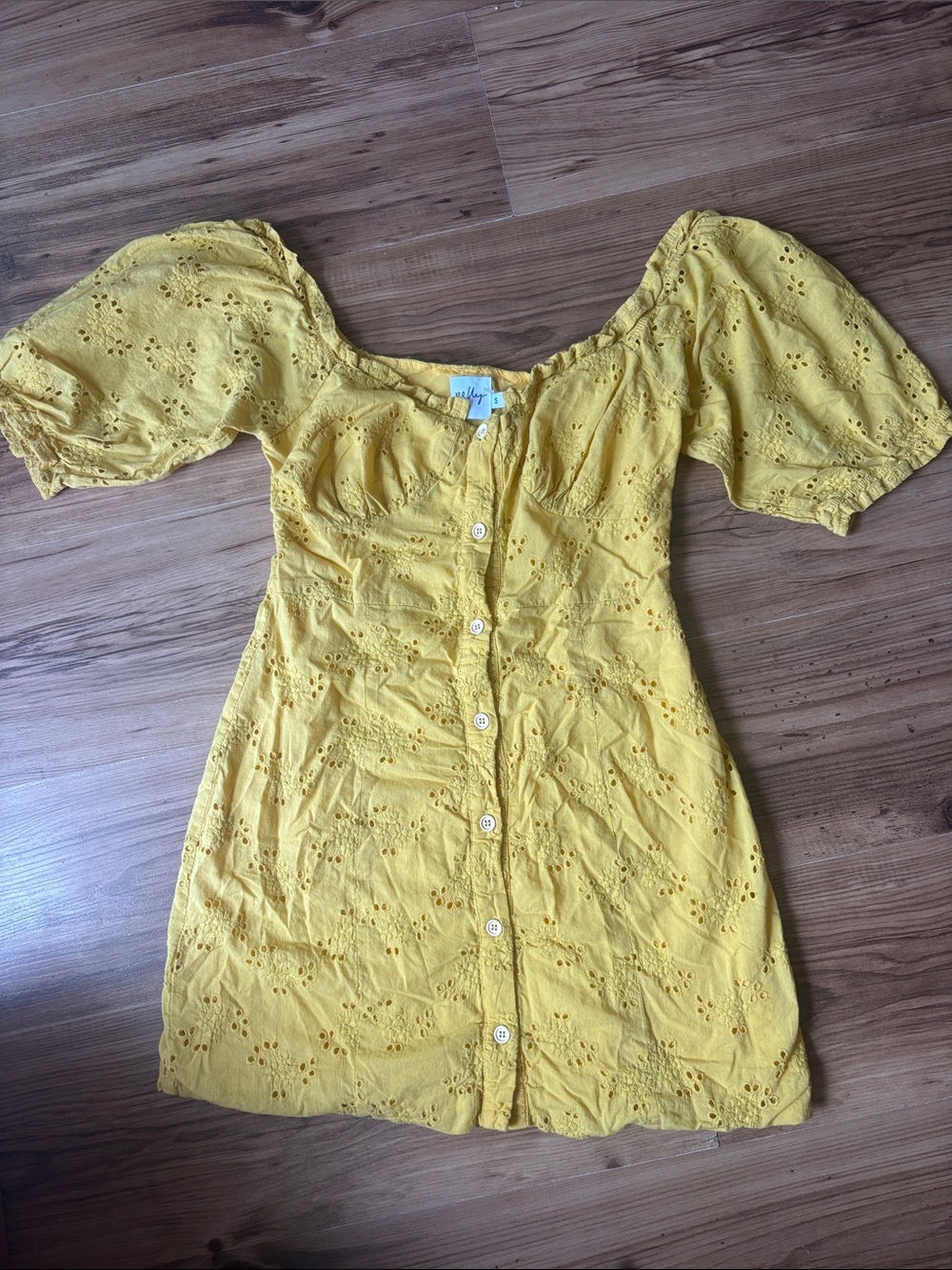 Polly Yellow Eyelet Dress